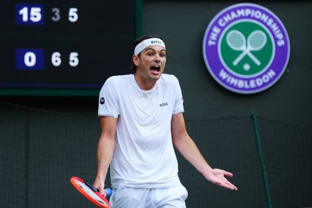 Taylor Fritz reacts during his quarter final match Wimbledon Tennis Championships, Day 10, The All England Lawn Tennis and Croquet Club, London, UK - 10 Jul 2024  Copyright: xJavierxGarcia Shutterstockx 14578617eh