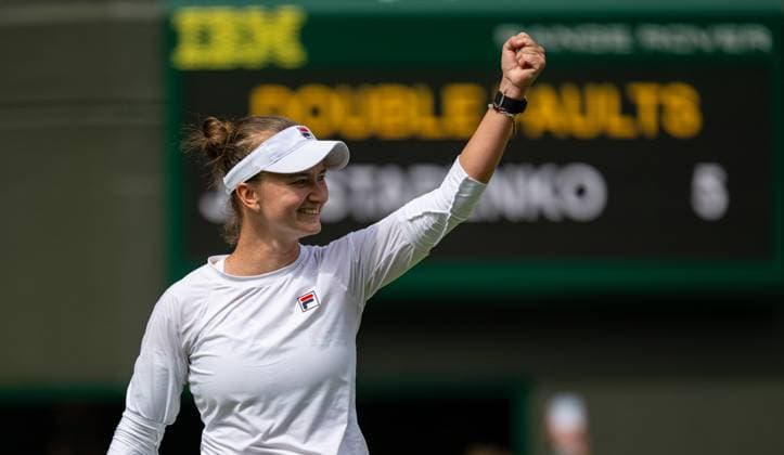 Tennis - Wimbledon Championship 2024 - Day 10 LONDON, ENGLAND - Wednesday, July 10, 2024: Barbora Krejcikova (CZE) celebrates after the Ladies Singles Quarter-Final match on Day Ten of The Championships Wimbledon 2024 at the All England Lawn Tennis and Croquet Club. Krejcikova won 6-4, 7-6 (4). (Photo by Kirsten Holst Propaganda) LONDON All England Lawn Tennis and Croquet Club GREATER LONDON ENGLAND  Copyright: xKirstenxHolstx 2024-07-10-039-Wimbledon_Day_10