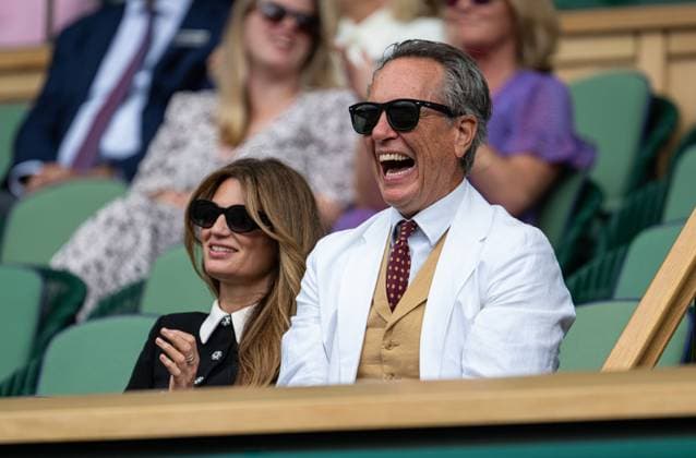Tennis - Wimbledon Championship 2024 - Day 10 LONDON, ENGLAND - Wednesday, July 10, 2024: Jemima Goldsmith, formerly Jemima Khan (L) and British actor Richard E. Grant watches from the Royal Box on Day Ten of The Championships Wimbledon 2024 at the All England Lawn Tennis and Croquet Club. (Photo by Kirsten Holst Propaganda) LONDON All England Lawn Tennis and Croquet Club GREATER LONDON ENGLAND  Copyright: xKirstenxHolstx 2024-07-10-052-Wimbledon_Day_10