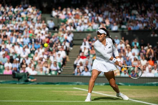 Tennis - Wimbledon Championship 2024 - Day 10 LONDON, ENGLAND - Wednesday, July 10, 2024: Heather Watson (GBR) during the Mixed Doubles 2nd Round match on Day Ten of The Championships Wimbledon 2024 at the All England Lawn Tennis and Croquet Club. (Photo by Kirsten Holst Propaganda) LONDON All England Lawn Tennis and Croquet Club GREATER LONDON ENGLAND  Copyright: xKirstenxHolstx 2024-07-10-055-Wimbledon_Day_10