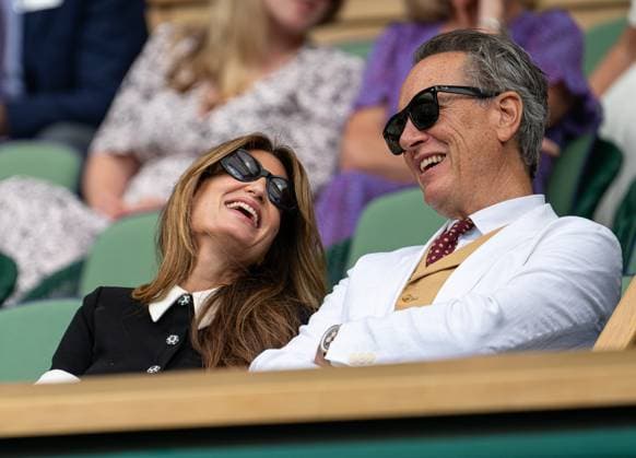 Tennis - Wimbledon Championship 2024 - Day 10 LONDON, ENGLAND - Wednesday, July 10, 2024: Jemima Goldsmith, formerly Jemima Khan (L) and British actor Richard E. Grant watches from the Royal Box on Day Ten of The Championships Wimbledon 2024 at the All England Lawn Tennis and Croquet Club. (Photo by Kirsten Holst Propaganda) LONDON All England Lawn Tennis and Croquet Club GREATER LONDON ENGLAND  Copyright: xKirstenxHolstx 2024-07-10-047-Wimbledon_Day_10