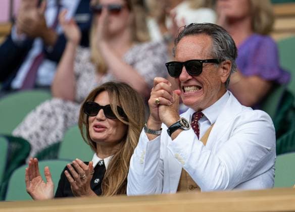 Tennis - Wimbledon Championship 2024 - Day 10 LONDON, ENGLAND - Wednesday, July 10, 2024: Jemima Goldsmith, formerly Jemima Khan (L) and British actor Richard E. Grant watches from the Royal Box on Day Ten of The Championships Wimbledon 2024 at the All England Lawn Tennis and Croquet Club. (Photo by Kirsten Holst Propaganda) LONDON All England Lawn Tennis and Croquet Club GREATER LONDON ENGLAND  Copyright: xKirstenxHolstx 2024-07-10-050-Wimbledon_Day_10