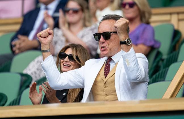 Tennis - Wimbledon Championship 2024 - Day 10 LONDON, ENGLAND - Wednesday, July 10, 2024: Jemima Goldsmith, formerly Jemima Khan (L) and British actor Richard E. Grant watches from the Royal Box on Day Ten of The Championships Wimbledon 2024 at the All England Lawn Tennis and Croquet Club. (Photo by Kirsten Holst Propaganda) LONDON All England Lawn Tennis and Croquet Club GREATER LONDON ENGLAND  Copyright: xKirstenxHolstx 2024-07-10-051-Wimbledon_Day_10