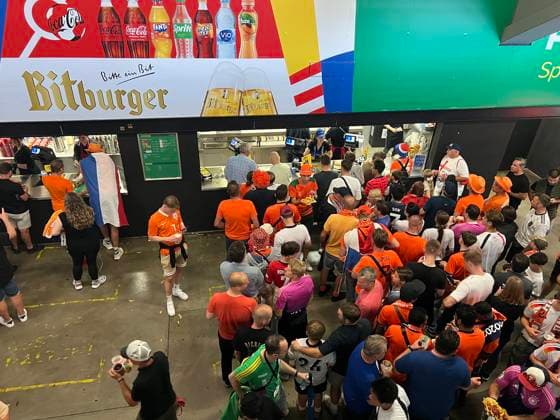 Fans in the stadium at the catering stand Dortmund 10 07 2024 Netherlands vs England, EURO2024 M50, semi-final, EM Arena Dortmund