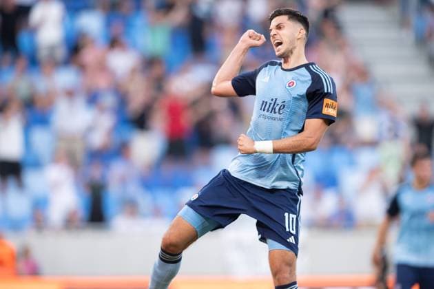 Marko Tolic a goal celebrate during UEFA Champions league preliminary round match, SK Slovan Bratislava - FC Struga, 10. july 2024 Copyright: xMICHALxFAJT,ZOSPORTU.SKx FAJ_2075