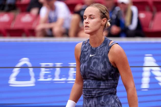 Anna Karolina Schmiedlova of Slovakia during her second round match against Katarina Zavatska of Ukraine at the of Nordea Open at Bastad Tennis Stadium on July 10, 2024 in Bastad, Sweden (Photo by Camilla Stolen Imago) Bastad Sweden Copyright: xCamillaxStolenx L2190620A