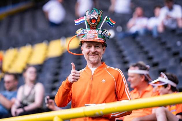 GER, Euro 2024, semi-final semifinal, Netherlands NLD England ENG 10 07 2024, Signal Iduna Park, Dortmund, GER, Euro 2024, semi-final semifinal, Netherlands NLD England ENG In the picture fan of Netherlands NLD with hat on, showing thumbs up nordphotoxGmbHxx xChristianxSchulze nph000300