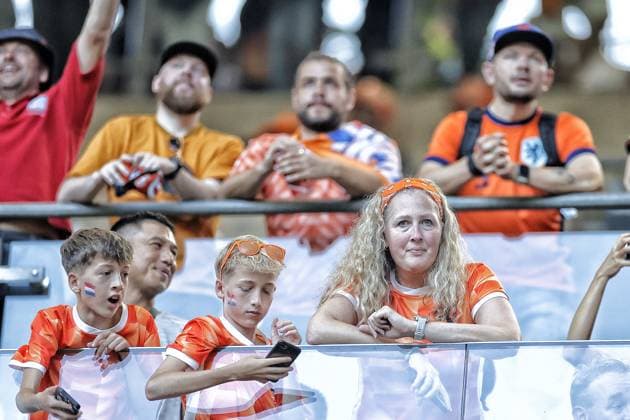 DORTMUND, 10-07-2024, BVB Stadium , European Football Championship Euro2024, Semi finals match no.50 between Netherlands and England. Complete families visit the game in orange colors Netherlands - England (Euro2024)  x25728586x Copyright: