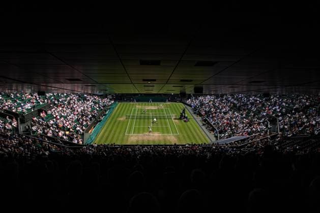10th July 2024; All England Lawn Tennis and Croquet Club, London, England; Wimbledon Tennis Tournament, Day 10; Hsieh Su-wei (TWN) serves to Heather Watson (GBR) inside Centre Court, mixed doubles round 16 match  ActionPlus12666697 JohnxPatrickxFletcher
