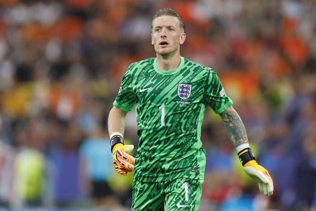 DORTMUND, 10-07-2024, BVB Stadium , European Football Championship Euro2024, Semi finals match no.50 between Netherlands and England. England goalkeeper Jordan Pickford Netherlands - England (Euro2024)  x25729557x Copyright:
