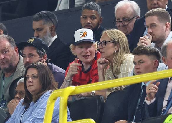 English singer and songwriter, Ed Sheeran is seen in the stands during the game Netherlands v England, UEFA European Championship, EM, Europameisterschaft 2024, Semi Final, Football, BVB Stadion, Dortmund, Germany, 10 Jul 2024 EDITORIAL USE ONLY No use with unauthorised audio, video, data, fixture lists, club league logos or live services. Online in-match use limited to 120 images, no video emulation. No use in betting, games or single club league player publications. Copyright: xMichaelxZemanek Shutterstockx 14576899cp