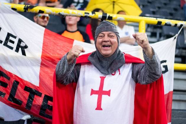 Fan of England dressed as a knight, GER, Netherlands NED vs England ENG , European Football Championship, UEFA EURO 2024, Semifinal, 10 07 2024 GER, Netherlands NED vs England ENG , European Football Championship, UEFA EURO 2024, Semifinal, 10 07 2024 Dortmund Copyright: xEibner-Pressefoto Memmlerx EP_MMR