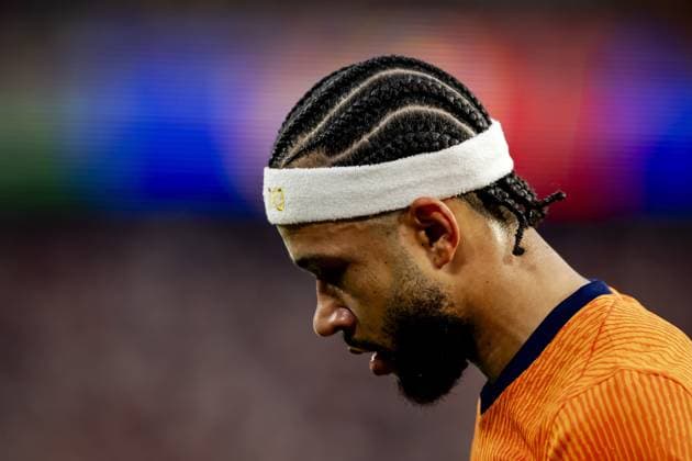 DORTMUND - Memphis Depay of Holland during the UEFA EURO, EM, Europameisterschaft,Fussball 2024 Semi-final match between the Netherlands and England at the BVB Stadium Dortmund on July 10, 2024 in Dortmund, Germany. ANP KOEN VAN WEEL netherlands out - belgium out Dortmund xVIxxIVx 503205452 originalFilename: 0709105654st.jpg