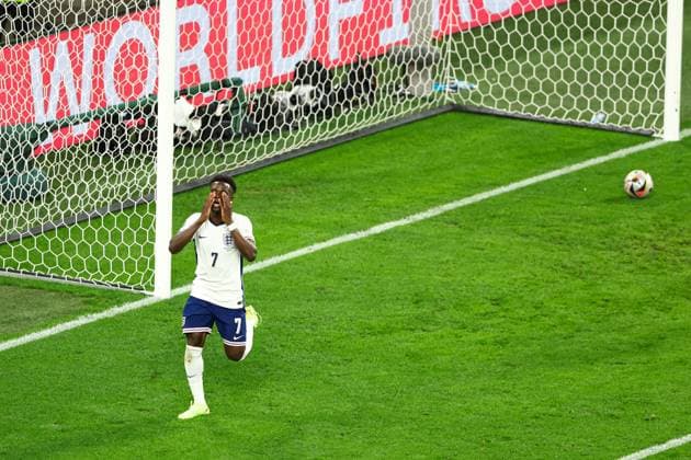 Bukayo Saka of England celebrates but their goal is ruled offside Netherlands v England, UEFA European Championship, EM, Europameisterschaft 2024, Semi Final, Football, BVB Stadion, Dortmund, Germany, 10 Jul 2024 EDITORIAL USE ONLY No use with unauthorised audio, video, data, fixture lists, club league logos or live services. Online in-match use limited to 120 images, no video emulation. No use in betting, games or single club league player publications. Copyright: xKieranxMcManus Shutterstockx 14576895ck