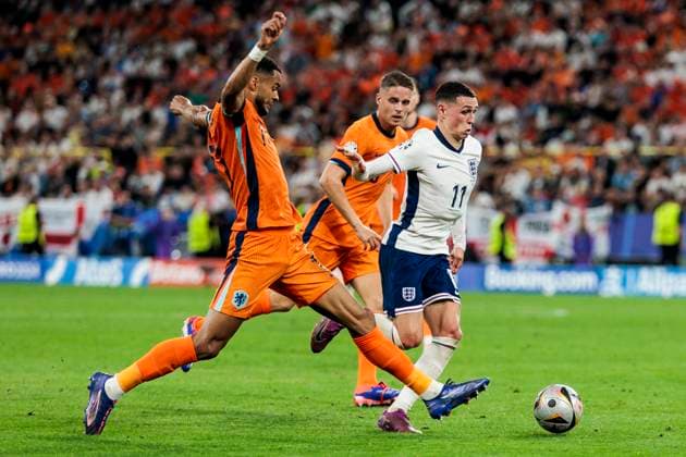UEFA EURO 2024 Netherlands England 10 07 2024 Phil Foden England, 11 , Joey Veerman Netherlands, 16 , Cody Gakpo Netherlands, 11 UEFA EURO 2024 Netherlands England BVB Stadion Dortmund, Dortmund on 10 07 2024 Copyright: xBEAUTIFULxSPORTS Wunderlx