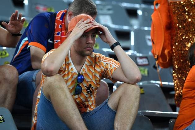 Soccer UEFA EURO 2024 semi-final Netherlands England on 10 07 2024 at BVB Stadion Dortmund in Dortmund Disappointed fans watching Netherlands in the stands xRx