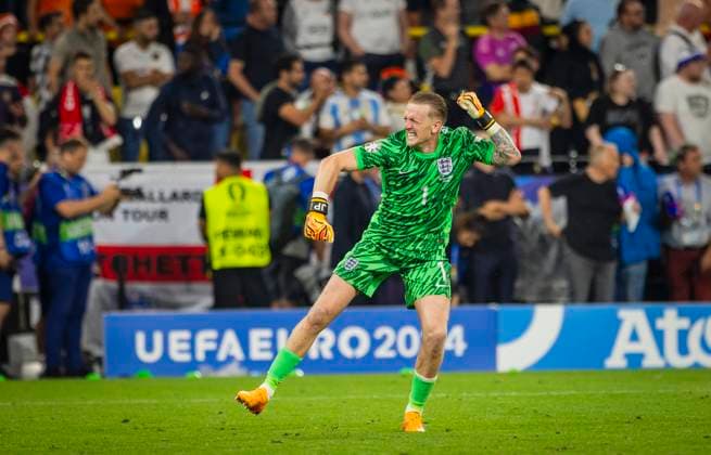 Dortmund, Germany 10th Jul 2024 Final jubilation Jordan Pickford ENG Netherlands England Netherlands England 10 07 2024