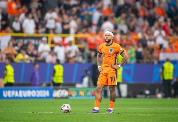 Football, Men, Season 2023 24, UEFA Euro EM 2024, Semi-final in Dortmund, Netherlands England, Memphis Depay Netherlands , 10 07 2024, Copyright: xSebastianxRäppold MatthiasxKochx