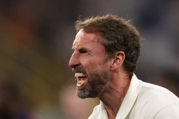 Dortmund, Germany, 10th July 2024. Gareth Southgate Head coach of England celebrates the 2-1 victory and passage to the final following the final whistle of the UEFA European Championships semi final match at BVB Stadion, Dortmund. Picture credit should read: Jonathan Moscrop Sportimage EDITORIAL USE ONLY. No use with unauthorised audio, video, data, fixture lists, club league logos or live services. Online in-match use limited to 120 images, no video emulation. No use in betting, games or single club league player publications. SPI-3223-0046
