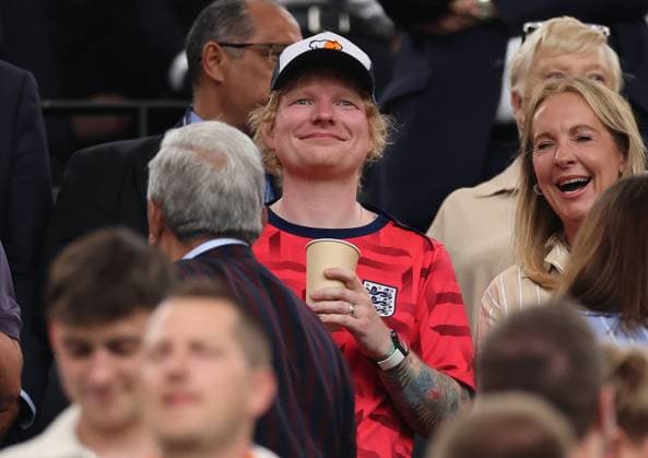 10 07 2024, European Football Championship, UEFA EURO 2024, Netherlands England, semi-final, BVB Stadium Dortmund, f l , singer Ed Sheeran in the stands Copyright: HMBxMedia
