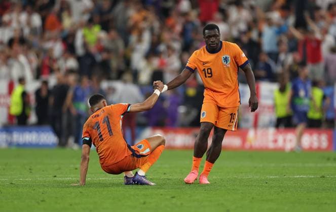 10 07 2024, European Football Championship, UEFA EURO 2024, Netherlands England, semi-final, BVB Stadion Dortmund, v l , Cody Gakpo Netherlands , Brian Brobbey Netherlands disappointed, disappointed looking, dissapointed, sad, frustrated, frustrated, frustrated Copyright: HMBxMedia