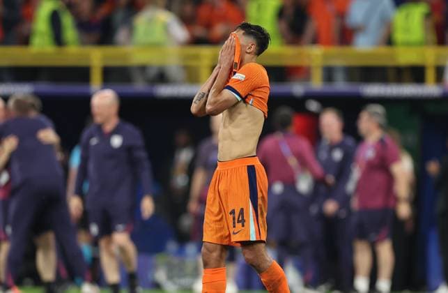 10 07 2024, European Football Championship, UEFA EURO 2024, Netherlands England, semi-final, BVB Stadion Dortmund, v l , Tijjani Martinus Jan Reijnders Netherlands disappointed, disappointed looking, dissapointed, sad, frustrated, frustrated, frustrated Copyright: HMBxMedia
