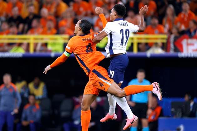 WATKINS Ollie Team England with VAN DIJK Virgil UEFA Football EURO 2024 in Germany Semi-Final Match Holland England 1 2 on 10 07 2024 in Dortmund DFL REGULATIONS PROHIBIT ANY USE OF PHOTOGRAPHS as IMAGE SEQUENCES and or QUASI VIDEO Copyright: xLacixPerenyix