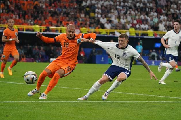 National team, Football, UEFA Euro2024, Euro 2024,Semifinal,Semifinal, Dortmund, Netherlands England Donyell Malen Netherlands, Kieran Trippier, England,