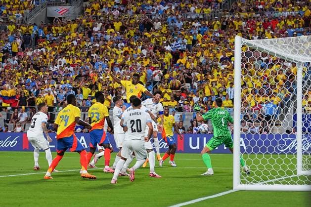 RECORD DATE NOT STATED Copa America USA 2024 Uruguay vs Colombia - Semifinal Jefferson Lerma celebrates his goal 0-1 of Colombia during the CONMEBOL Copa America 2024 Semi-final match between Uruguay and Colombia, at Bank of America Stadium, on July 10, 2024 in Charlotte, North Carolina, United States. CHARLOTTE NORTH CAROLINA UNITED STATES  Copyright: xAdrianxMaciasx 20240710194347_CA_SF_2024_URU_COL_LERMAN115