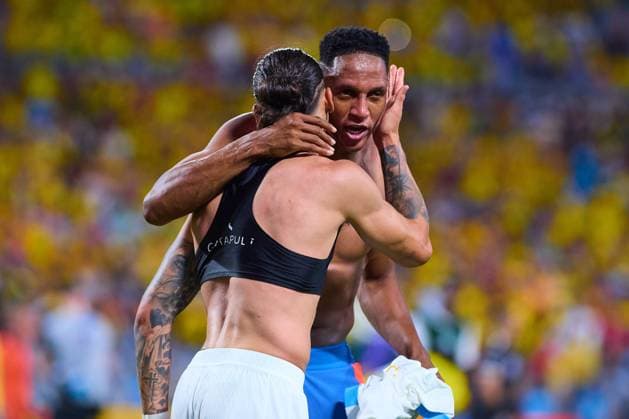 RECORD DATE NOT STATED Copa America USA 2024 Uruguay 0-1 Colombia - Semifinal Darwin Nunez of Uruguay and Yerry Mina of Colombia during the CONMEBOL Copa America 2024 Semi-final match between Uruguay and Colombia, at Bank of America Stadium, on July 10, 2024 in Charlotte, North Carolina, United States. CHARLOTTE NORTH CAROLINA UNITED STATES  Copyright: xJONATHANxDUENASx 20240710210641_CA_SF_2024_URU_COL_MINA214