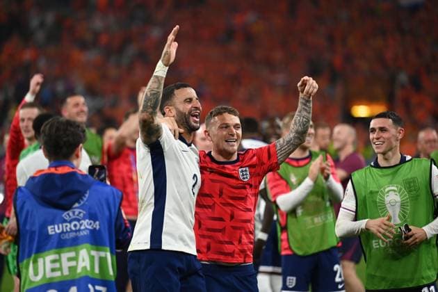 Kyle Walker (England)Kieran Trippier (England) during the UEFA EURO, EM, Europameisterschaft,Fussball Germany 2024 match between Netherlands 1-2 England at BVB Stadion Dortmund on July 10, 2024 in Dortmund, Germany. Noxthirdxpartyxsales  (259254619)