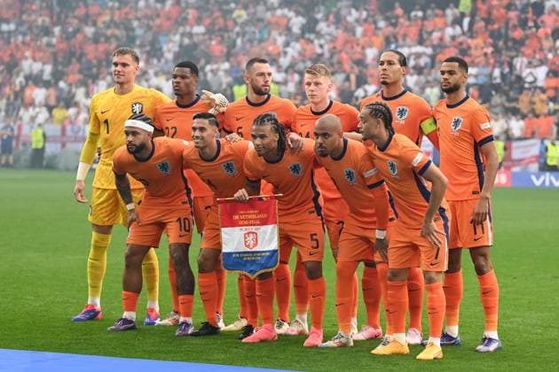 Team (Netherlands) during the UEFA EURO, EM, Europameisterschaft,Fussball Germany 2024 match between Netherlands 1-2 England at BVB Stadion Dortmund on July 10, 2024 in Dortmund, Germany. Noxthirdxpartyxsales  (259255058)