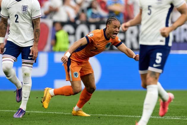 (240711) -- DORTMUND, July 11, 2024 -- Xavi Simons of the Netherlands celebrates scoring during the UEFA EURO, EM, Europameisterschaft,Fussball 2024 semifinal match between England and the Netherlands in Dortmund, Germany on July 10, 2024. ) (SP)GERMANY-DORTMUND-FOOTBALL-EURO 2024-ENGLAND VS THE NETHERLANDS MengxDingbo 