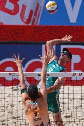 BEACHVOLLEYBALL - Beach Pro Vienna VIENNA,AUSTRIA,11.JUL.24 - Beach volleyball, Beachvolleyball - A1 Beach Pro Vienna. Image shows Christopher McHugh (AUS).  GEPAxpictures xMathiasxMandl