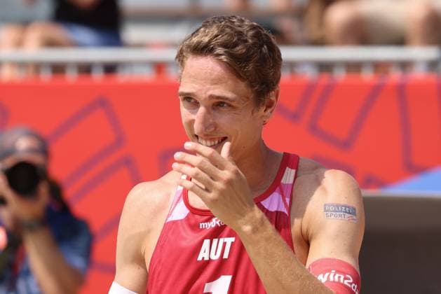 BEACHVOLLEYBALL - Beach Pro Vienna VIENNA,AUSTRIA,11.JUL.24 - Beach volleyball, Beachvolleyball - A1 Beach Pro Vienna. Image shows Julian Hoerl (AUT).  GEPAxpictures xMathiasxMandl