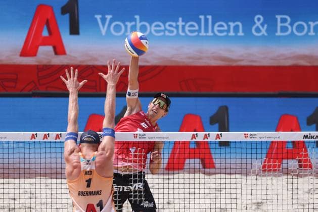 BEACHVOLLEYBALL - Beach Pro Vienna VIENNA,AUSTRIA,11.JUL.24 - Beach volleyball, Beachvolleyball - A1 Beach Pro Vienna. Image shows Julian Hoerl (AUT).  GEPAxpictures xMathiasxMandl