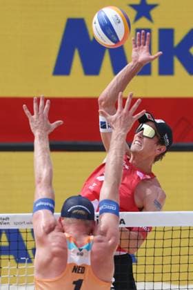 BEACHVOLLEYBALL - Beach Pro Vienna VIENNA,AUSTRIA,11.JUL.24 - Beach volleyball, Beachvolleyball - A1 Beach Pro Vienna. Image shows Julian Hoerl (AUT).  GEPAxpictures xMathiasxMandl