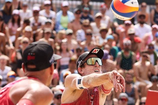 BEACHVOLLEYBALL - Beach Pro Vienna VIENNA,AUSTRIA,11.JUL.24 - Beach volleyball, Beachvolleyball - A1 Beach Pro Vienna. Image shows Julian Hoerl and Alexander Horst (AUT).  GEPAxpictures xMathiasxMandl