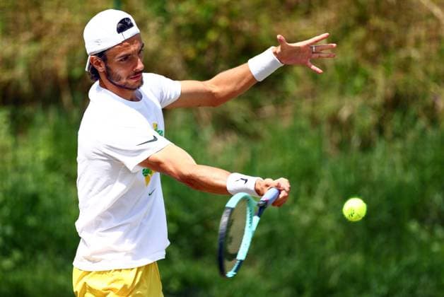 Lorenzo Musetti practices Wimbledon Tennis Championships, Day 11, The All England Lawn Tennis and Croquet Club, London, UK - 11 Jul 2024  Copyright: xJamesxMarsh Shutterstockx 14580282f