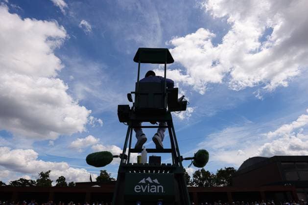 11th July 2024; All England Lawn Tennis and Croquet Club, London, England; Wimbledon Tennis Tournament, Day 11; Umpire at court 7 officiates the boys single third round match between Rafael Jodar (ESP) vs Tomas Berkieta (POL)  ActionPlus12666940 JohnxPatrickxFletcher