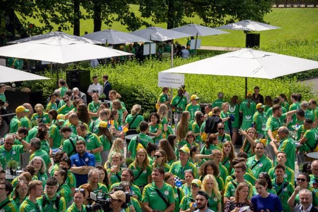 Ehrung der Freiwilligen Helfer der UEFA EURO 2024 Fußball EM den Volunteers im Unteren Hofgarten in München