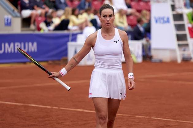 Nuria Parrizas-Diaz of Spain reacts to a point against Tamara Korpatsch of Germany during their quarter final match at Nordea Open at Bastad Tennis Stadium on July 11, 2024 in Bastad, Sweden (Photo by Camilla Stolen Imago) Bastad Sweden Copyright: xCamillaxStolenx L2230587