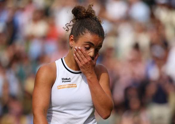 11th July 2024; All England Lawn Tennis and Croquet Club, London, England; Wimbledon Tennis Tournament, Day 11; Jasmine Paolini (ITA) emotional after defeating Donna Vekic (CRO) by two sets to one to reach the ladies singles final match  ActionPlus12666949 JohnxPatrickxFletcher