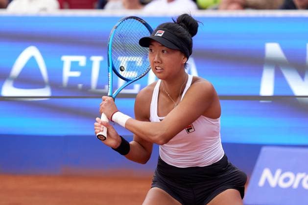 Ann Li of United States returns a backhand to Katarzyna Kawa of Plant during their quarter final match at Nordea Open at Bastad Tennis Stadium on July 11, 2024 in Bastad, Sweden (Photo by Camilla Stolen Imago) Bastad Sweden Copyright: xCamillaxStolenx L2230829