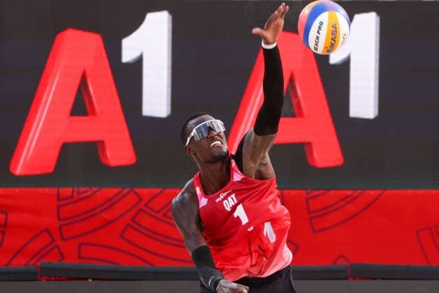 BEACHVOLLEYBALL - Beach Pro Vienna VIENNA,AUSTRIA,11.JUL.24 - Beach volleyball, Beachvolleyball - A1 Beach Pro Vienna. Image shows Cherif Younousse Samba (QAT).  GEPAxpictures xMathiasxMandl