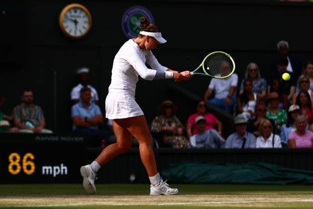Barbora Krejcikova during her semi final match Wimbledon Tennis Championships, Day 11, The All England Lawn Tennis and Croquet Club, London, UK - 11 Jul 2024  Copyright: xJamesxMarsh Shutterstockx 14580282gf