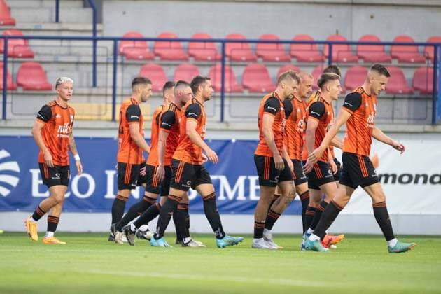 Ruzomberok players a goal celebrate during UEFA Europa league preliminary round match, MFK Ruzomberok - FC Tobol Kostanaj, 11. july 2024 Copyright: xMICHALxFAJT,ZOSPORTU.SKx DSC_6886