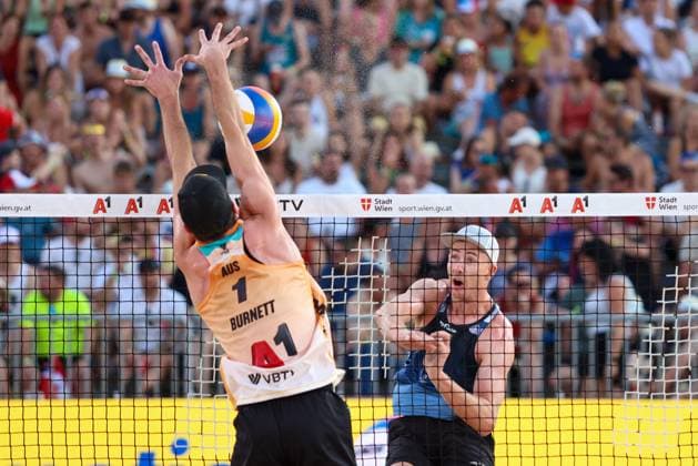 BEACHVOLLEYBALL - Beach Pro Vienna VIENNA,AUSTRIA,11.JUL.24 - Beach volleyball, Beachvolleyball - A1 Beach Pro Vienna. Image shows Andy Benesh (USA).  GEPAxpictures xMathiasxMandl
