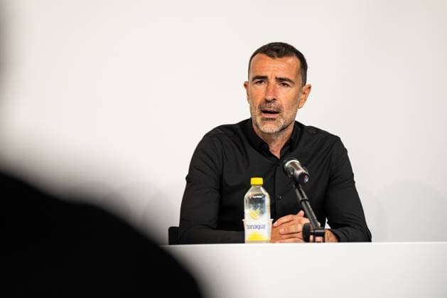 240711 Manager Juan Carlos Carcedo of Pafos during the pressconferens after the UEFA Europa League qualification match between Elfsborg and Pafos on July 11, 2024 in Boras Photo Jörgen Jarnberger BILDBYRAN COP 112 JJ0379 fotboll football soccer fotball uefa europa league kval qualifying round qualification elfsborg pafos bbeng  Copyright: JÖRGENxJARNBERGER BB240711JJ088