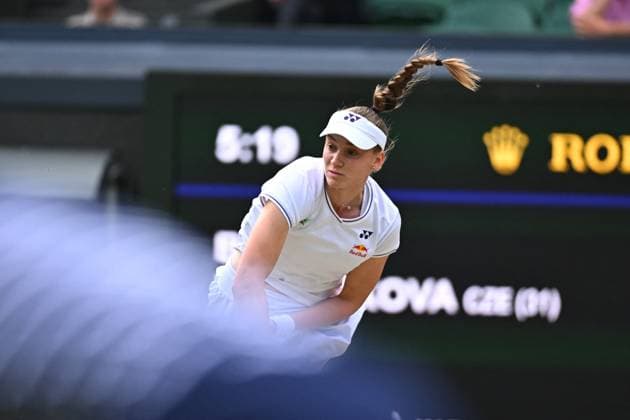 Wimbledon Semi-Final - Krejcikova v Rybakina Elena Rybakina (RUS) during her semi final match at the 2024 Wimbledon Championships at the AELTC in London, UK, on July 11, 2024. Photo by Corinne Dubreuil ABACAPRESS.COM London United Kingdom  Copyright: xDubreuilxCorinne ABACAx